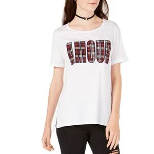 Carbon Copy Womens Amour Embellished T-Shirt, White, NWT